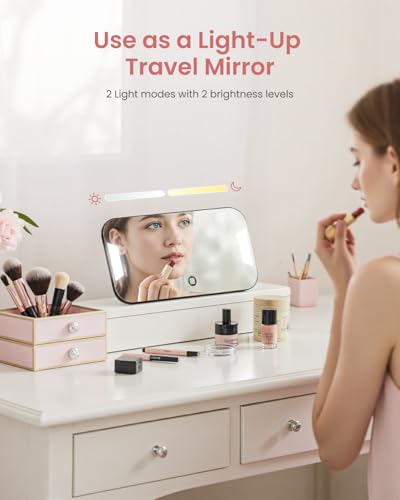 RENPHO Travel Scale with Mirror, Rechargeable, LED Display, 8.98x5.28 Inches