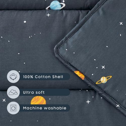 Extra Long Toddler Nap Mat with Pillow & Blanket - Galaxy Space Design, 60x20 Inches, Gray