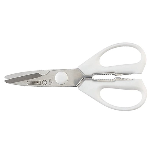 Mundial Take-A-Part Kitchen Shears 8.5”, Rounded Tip, Stainless Steel Blades, White Handle – Detachable, Dishwasher Safe, Multipurpose Food Prep Scissors