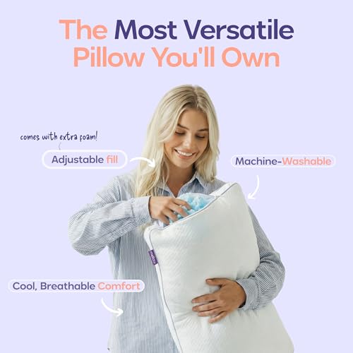 Adjustable Memory Foam Pillow King White - Customizable Loft, Support & Cooling