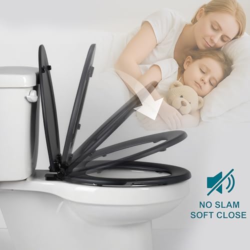 Toilet Seat Soft Close Matte Finish Round Enamel Wood Quick Release