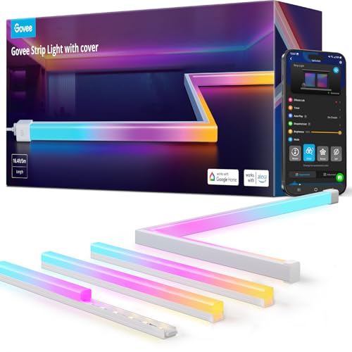 Govee RGBIC LED Strip Lights 16.4ft with Covers, Smart App WiFi Control