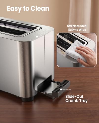 Moosum 4-Slice Digital Toaster with Wide 1.5" Slots, Touchscreen & Browning Control