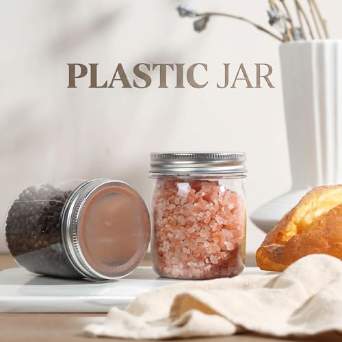 Novelinks Silver 8 oz Plastic Mason Jars - 32 Pack with Lids, BPA-Free Kitchen Storage
