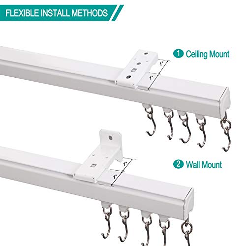 White Adjustable Ceiling or Wall Curtain Track Kit 3ft-6ft for Living Room Bedroom
