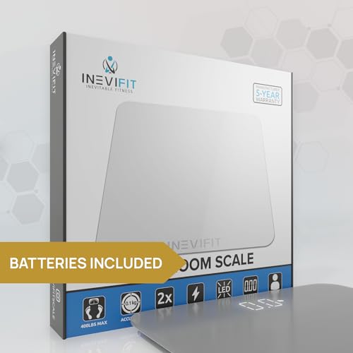INEVIFIT Silver Digital Bathroom Scale - Accurate 400 lbs Weight Monitor