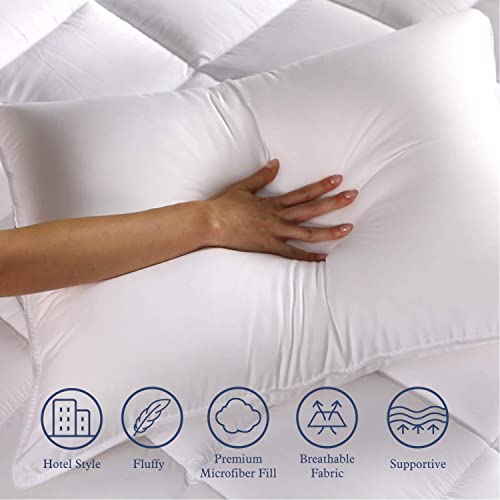 Supportive Standard Bed Pillow Set of 2 - 20x26 Inch Down Alternative Cooling Shams for Sleep & Decor - Variation of THIS listing