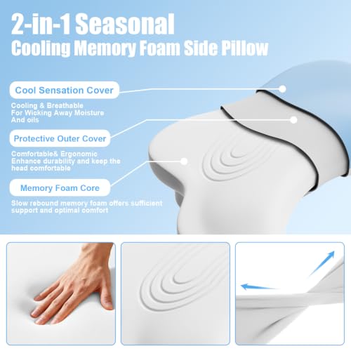 MONSAO Side Sleeper Pillow with Arm Hole - Ergonomic Memory Foam Neck Support