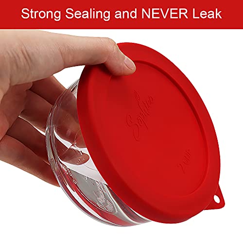 Silicone Replacement Lids for Glass Bowls - 8 Pack, Includes Red, Orange, Mint, Navy