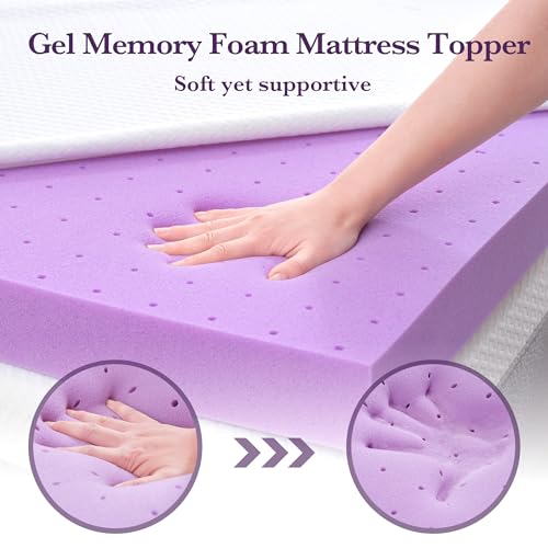 Twin XL Gel Memory Foam Mattress Topper with Cooling Cover - 2 Inch