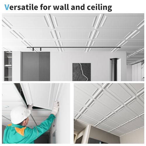 Art3d 3D Drop Ceiling Tiles - Smooth White, 24x48 Inch, 12-Pack