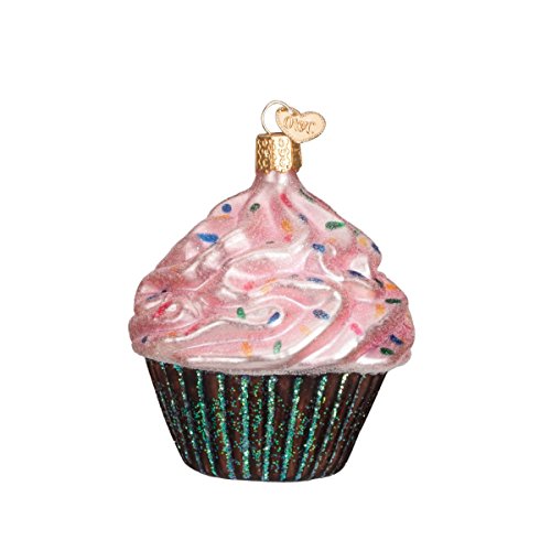 Old World Christmas Pink Chocolate Cupcake Glass Ornament for Tree - Handcrafted