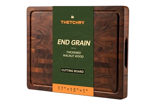 Walnut End Grain Cutting Board - 17 x 13 Inches Kitchen Chopping & Serving