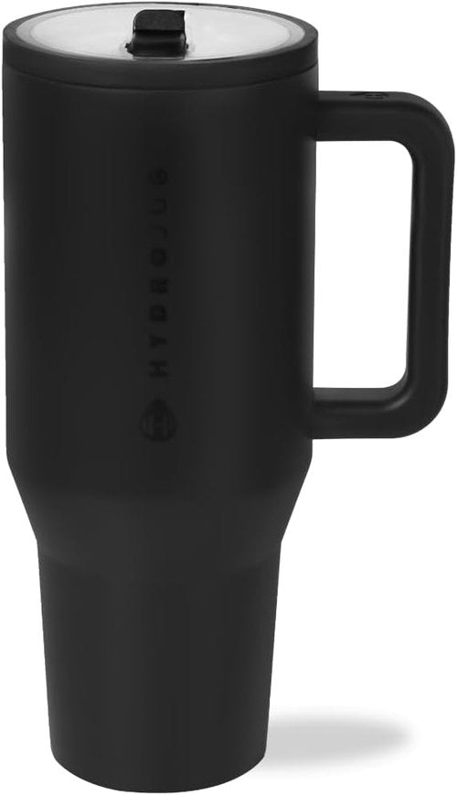 HydroJug Traveler - 40 Oz Insulated Water Bottle with Handle & Flip Straw - Leak Resistant, Black