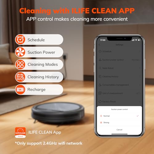 ILIFE V5s Max Robot Vacuum Gray 4000Pa Strong Suction Gyro Navigation