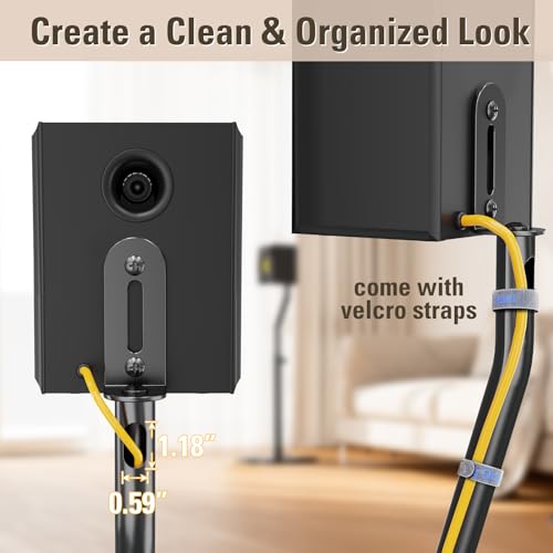 Mounting Dream Adjustable Speaker Stands - 4.7 x 7.9 Inch Floor Stands for Speakers, Supports Up to 11lbs, Cable Management