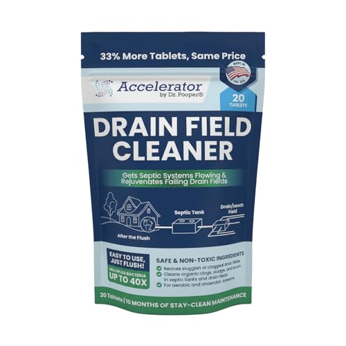 Septic Drain Field Cleaner Tablets – 20 Count, 10-Month Supply, Eco-Friendly Maintenance