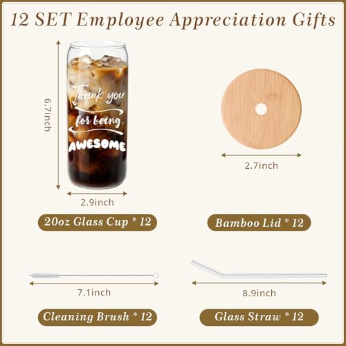 Naeqieo Clear 20oz Employee Appreciation Gifts Set - Inspirational Thank You for Staff, Mixed