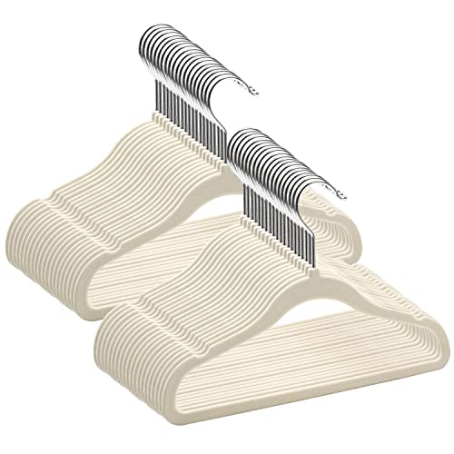 Velvet Baby Clothes Hangers 50 Pack - 11.8 Inch Beige, Space-Saving & Non-Slip