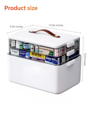 Large 3-Tier Medicine Cabinet Organizer Box for Medication Storage