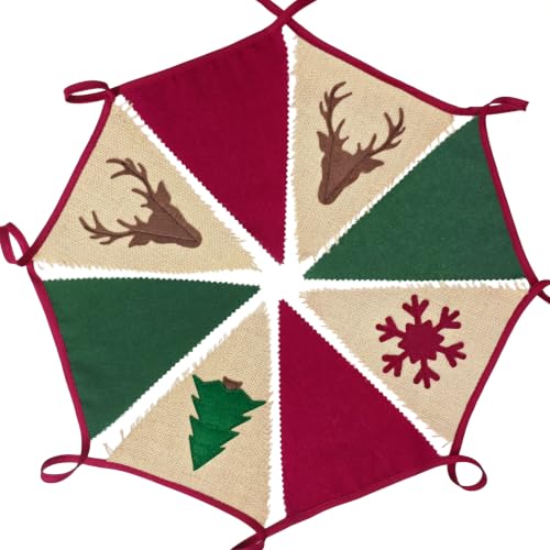 Pinkblume Red Green Deer Christmas Burlap Banner 24ft Party Decorations