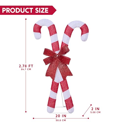 Lighted Candy Cane Christmas Decorations Outdoor - 50 LED Yard Yard Decor