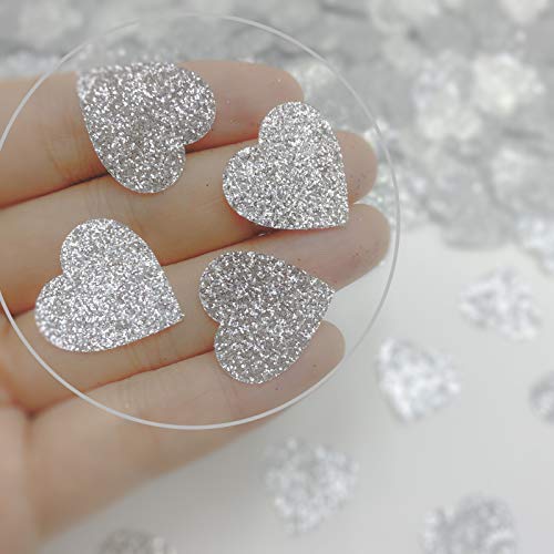 Heart Confetti Glittery Sliver Love | Valentine's Day Wedding Anniversary Engagement Bachelorette Party Festival Decoration Supplies | Eco-friendly PVC | 45g 1.6OZ 450Pcs