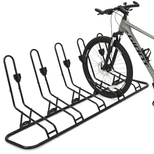 Kingarage 5 Bike Floor Rack with Waterproof Steel Frame for Indoor/Outdoor Storage