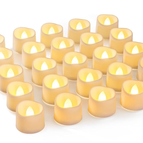 Homemory 72-Pack Flickering Flameless Tea Light Candles - Warm White, White Base, 200+ Hours Runtime