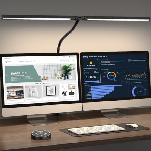Pzloz LED Desk Lamp for Office & Home Black - Eye-Caring Adjustable Table Light
