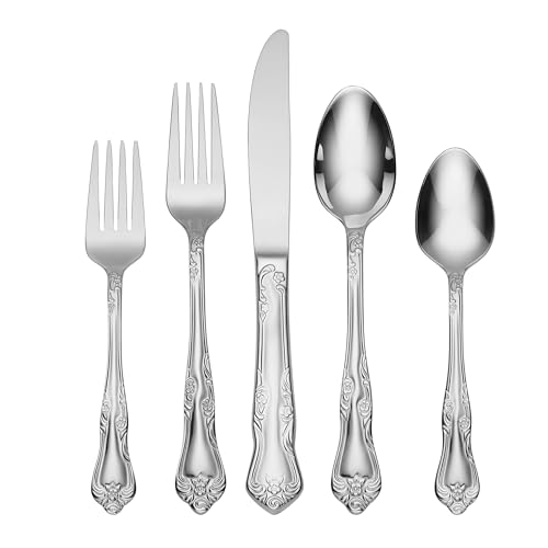 Oneida Azalea 20-Piece Flatware Set for 4 - Floral Fiddle Back Design