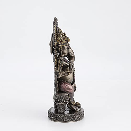 Lord Ganesha Sitting on Throne Statue - Hindu Elephant God Decor 10.25 Inch