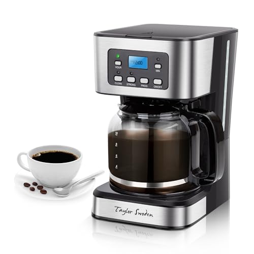 Black Programmable 12-Cup Coffee Maker with LCD Display & Auto Shutoff