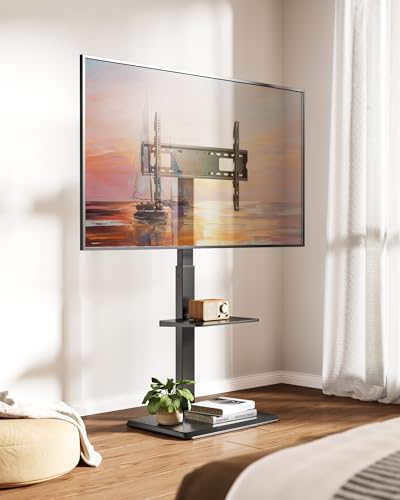 Steel Base Floor TV Stand for 37-75 inch TVs up to 110 lbs, Black