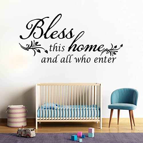 Room Decorations Wall Decals Quotes Stickers,Bless This Home and All Who Enter, Home Decors Inspirational Sticker for Entryway Living Room D?cor Art Letters