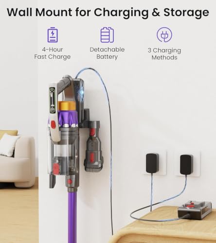 NADALY Black Cordless Vacuum Cleaner 650W 55KPa, Lightweight Stick Pet Hair Floor Cleaner