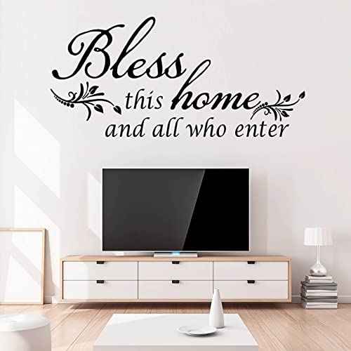 Room Decorations Wall Decals Quotes Stickers,Bless This Home and All Who Enter, Home Decors Inspirational Sticker for Entryway Living Room D?cor Art Letters