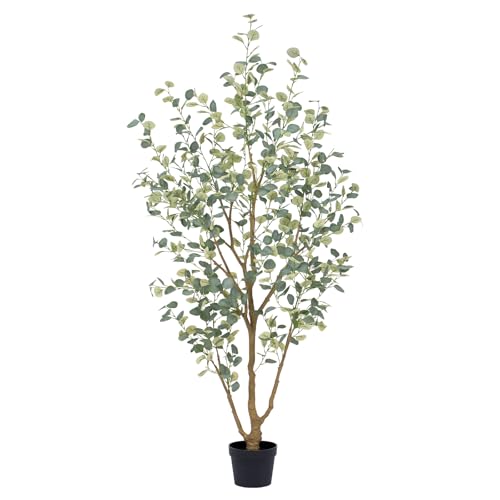 7FT Artificial Eucalyptus Tree Indoor Faux Tree with 901 Silk Leaves - Tall Home Decor
