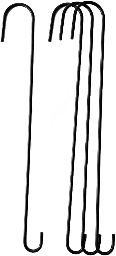 Tetra-Teknica 18-Inch Steel Extension S Hook - Durable Plant & Lantern Hangers | Powder Coated Black, 4-Pack