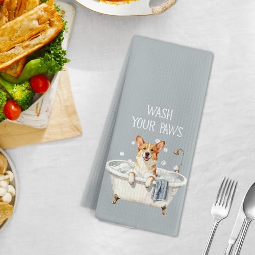 Funny Corgi Dog Hand Towels for Bathroom, Dogs Themed Decorative