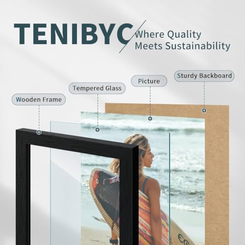 Black 8.5x11 Picture Frame 3 Pack - Wooden Photo Frame with Glass - Wall & Table Display - Variations of THIS listing