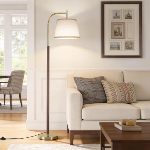 SUNMORY Walnut Wood Floor Lamp - Mid Century Modern Standing Lamp for Living Room