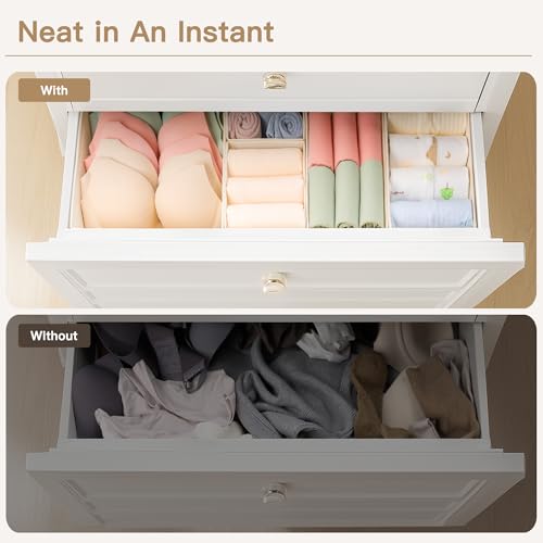 Criusia Drawer Organizer Clothes Set - Beige 24 Pack, Foldable Closet Dividers for Baby & Bedroom Storage