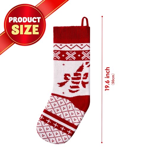 JOYIN White Classic 3-Pack 18-Inch Knit Christmas Stockings Burgundy & White
