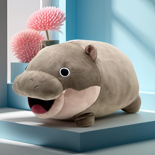 Cute Moo Deng Plush Soft Deng Pygmy Hippo Plushie Toy Stuffed Animal Pillow Christmas Birthday Gift for Boys Girls Kids Adults 9 inch