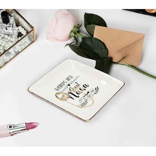 WODMIS Great Nana Gifts Ceramic Jewelry Tray Dish, Great Gifts From Granddaughter Grandson, Grandma Birthday Gift Jewelry Plate Ring Dish, Christmas Mother's Day Gifts For Great Grandma 315