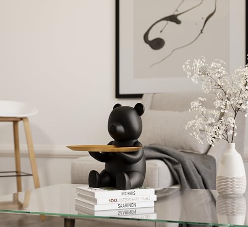 Keyper Bear Matte Black Decorative Key Bowl & Catch-All Tray, Entryway & Home Decor