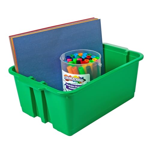 Classroom Stacking Storage Bins - Set of 6 Plastic Organizer Baskets