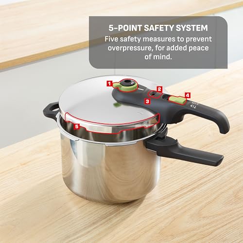 T-Fal Secure Stainless Steel Stovetop Pressure Cooker, 6.3 qt,