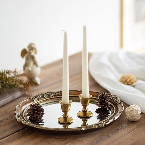12 Pack Vintage Brass Candle Holders Taper Candle Stick Set - Gold Victorian Style